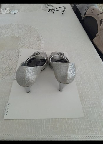 Gri Topuklu Kadın Abiye Ayakkabı - Görsel 2