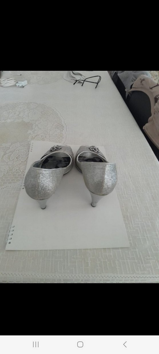 Gri Topuklu Kadın Abiye Ayakkabı - Görsel 2