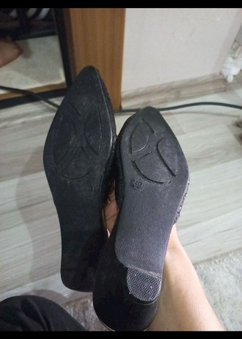 Boncuk İşlemeli Siyah Vintage Stiletto Terlik - Görsel 3