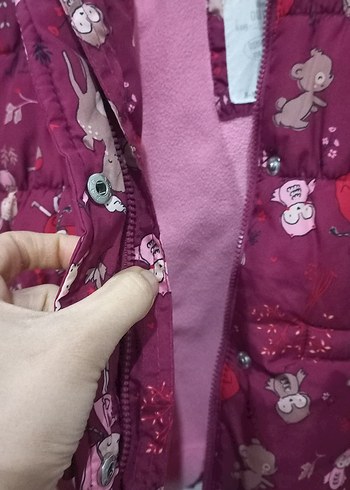 LCW bordo Desenli Kız Çocuk Düğmeli Mont - Görsel 2