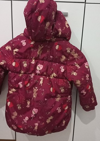 LCW bordo Desenli Kız Çocuk Düğmeli Mont - Görsel 4