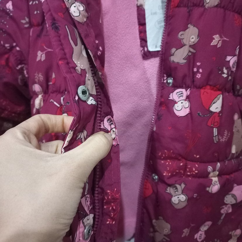 LCW bordo Desenli Kız Çocuk Düğmeli Mont - Görsel 2