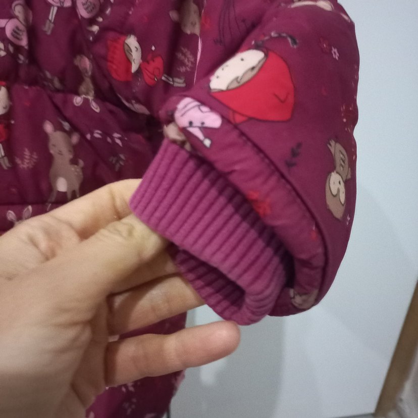 LCW bordo Desenli Kız Çocuk Düğmeli Mont - Görsel 3