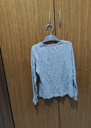 Gri Uzun Kollu Baskılı Kız Tişörtü - Görsel 2