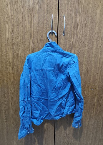 Kız çocuk Mavi Denim Nakışlı Gömlek - Görsel 2