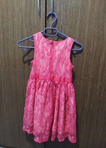 Kız Çocuk Dantel Detaylı Pembe Elbise - Görsel 4