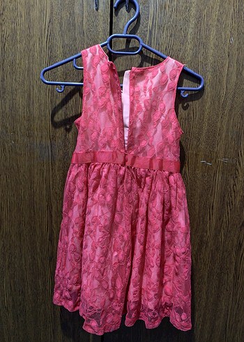 Kız Çocuk Dantel Detaylı Pembe Elbise - Görsel 3