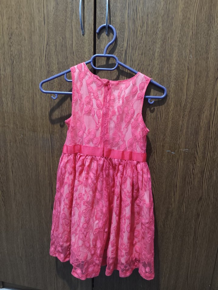 Kız Çocuk Dantel Detaylı Pembe Elbise - Görsel 4