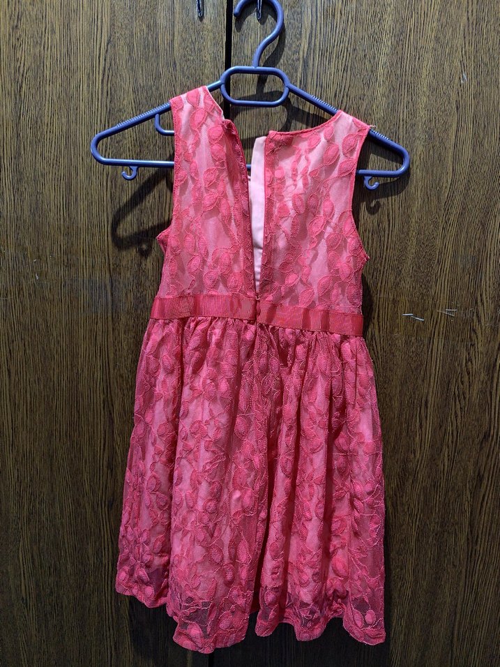 Kız Çocuk Dantel Detaylı Pembe Elbise - Görsel 3