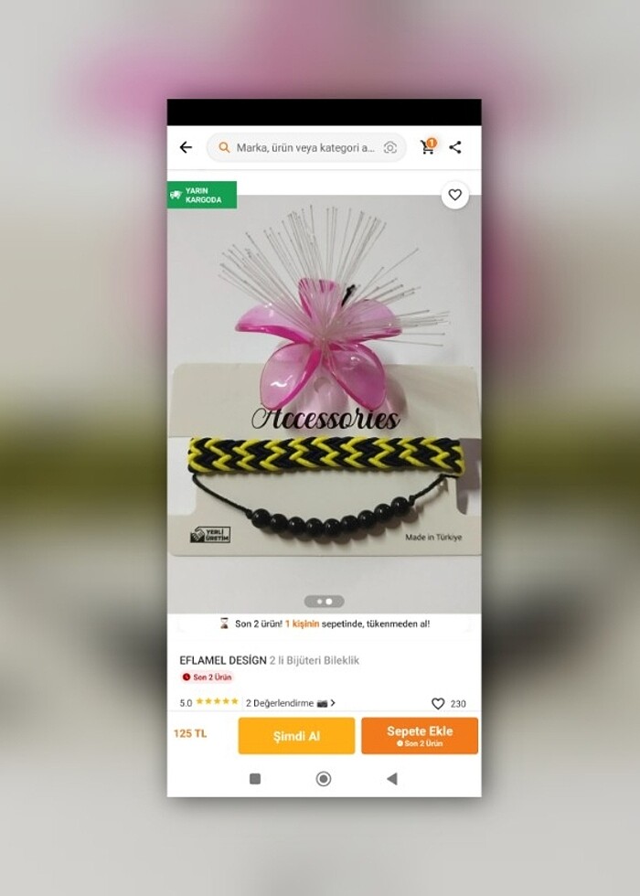 Sarı lacivert ikili bileklik - Görsel 4