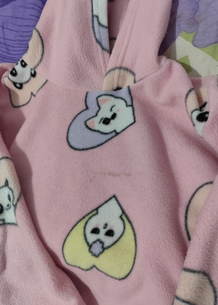 Kız çocuk peluş pijama üst  - Görsel 2