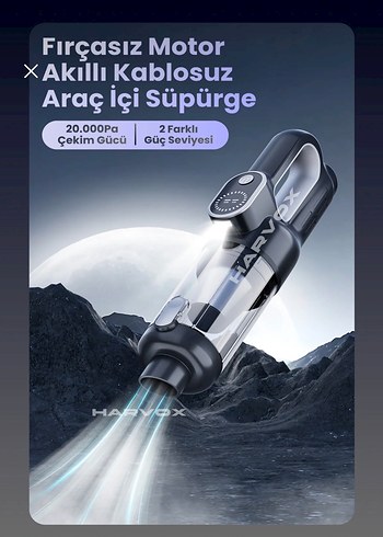 HARVOX Araç İçi Süpürge 20.000Pa Güç - Görsel 2