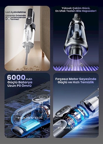 HARVOX Araç İçi Süpürge 20.000Pa Güç - Görsel 4