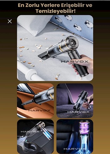 HARVOX Araç İçi Süpürge 6000mAh Batarya - Görsel 5