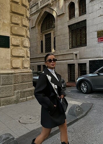 SİYAH KISA TRENÇKOT - Görsel 6