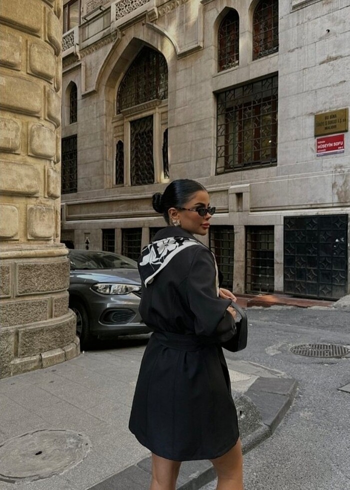 SİYAH KISA TRENÇKOT - Görsel 4