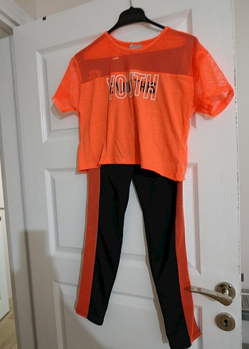 Turuncu Baskılı Kız Eşofman Takımı - Görsel 2