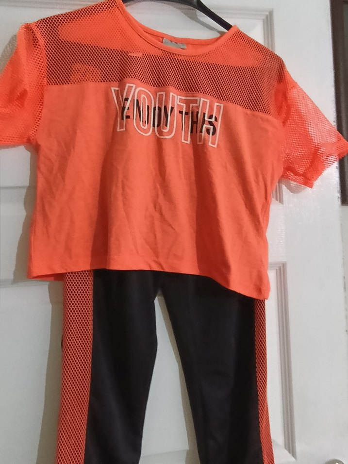 Turuncu Baskılı Kız Eşofman Takımı - Görsel 3