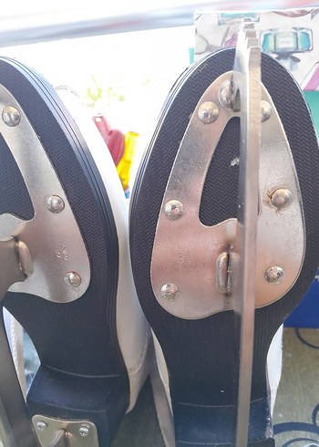 Beyaz Bağcıklı Stiletto Topuklu Spor Ayakkabı - Görsel 6