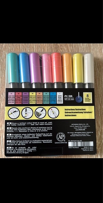 Uni posca 3m Pastel renkler 8' li