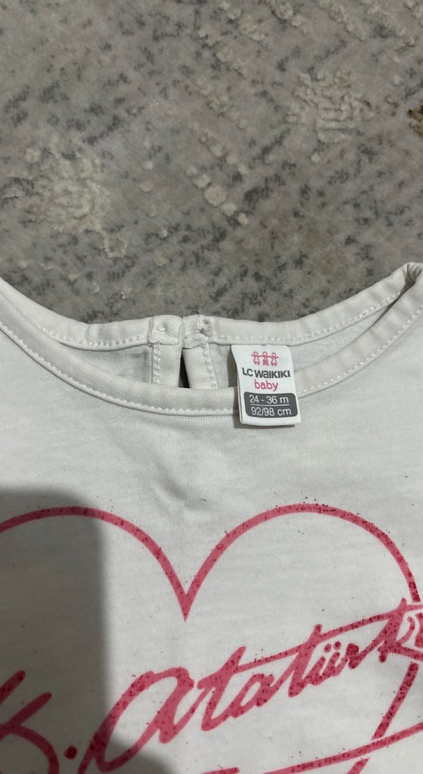 Kız Çocuk Uzun Kollu Beyaz Baskılı Tişört - Görsel 2