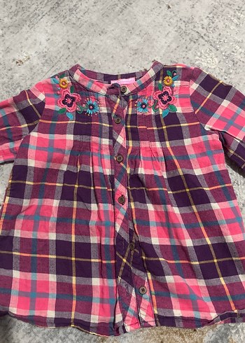 Uzun Kollu Düğmeli Renkli Kız Gömleği - Görsel 3