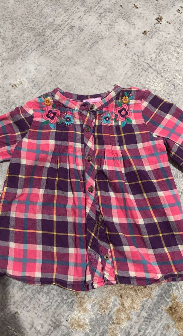 Uzun Kollu Düğmeli Renkli Kız Gömleği - Görsel 3