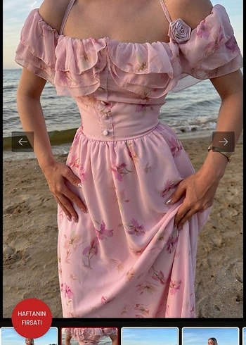 Diğer Pembe rose uzun elbise