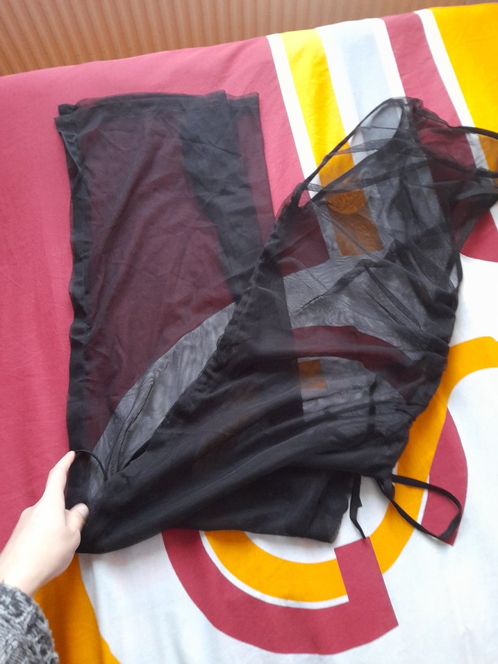 pareo plaj elbisesi tül siyah - Görsel 3