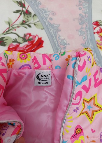 Renkli Baskılı Kız Çocuk Fermuarlı Yelek - Görsel 2