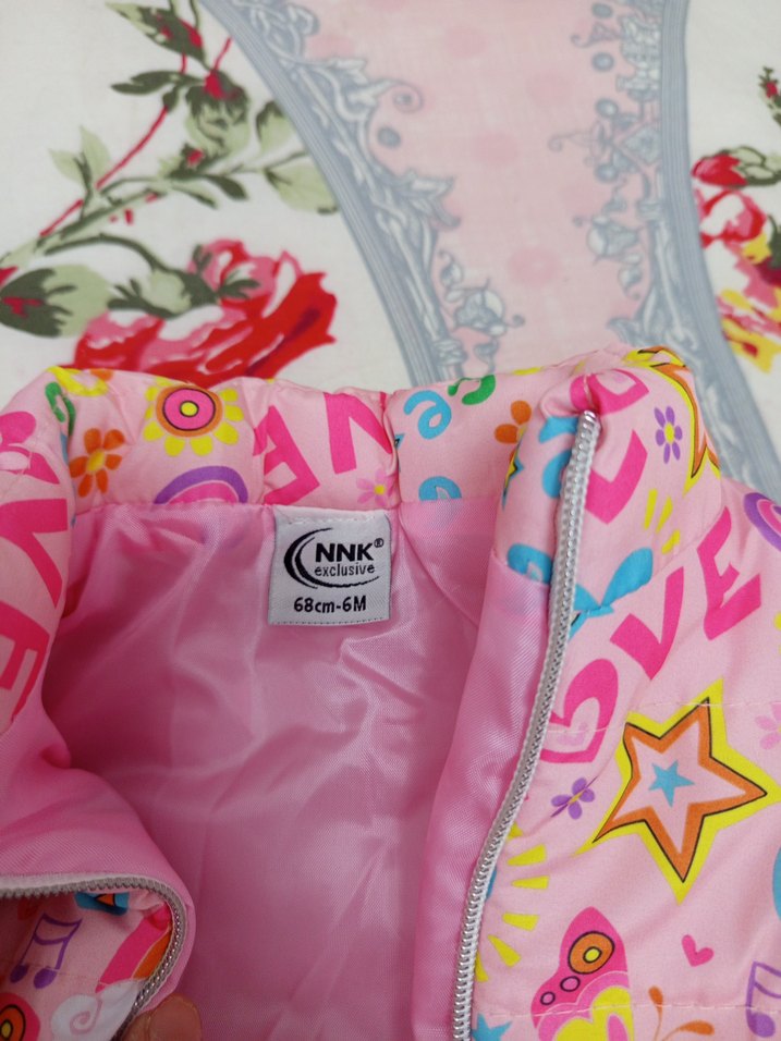 Renkli Baskılı Kız Çocuk Fermuarlı Yelek - Görsel 2