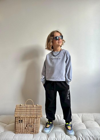 6 Yaş Beden Gri Erkek Çocuk Oversize Sweatshirt