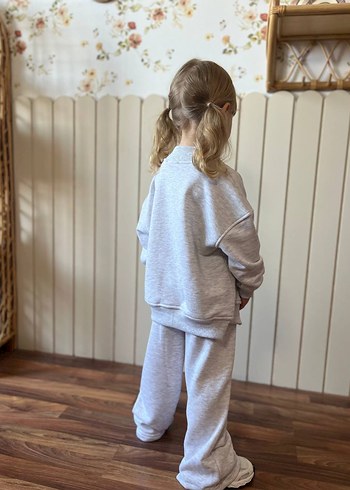 10 Yaş Beden Gri Oversize Kız Eşofman Takımı