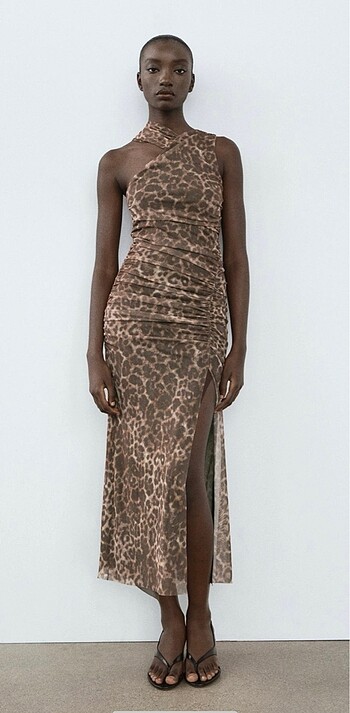 m Beden Zara leopar elbise