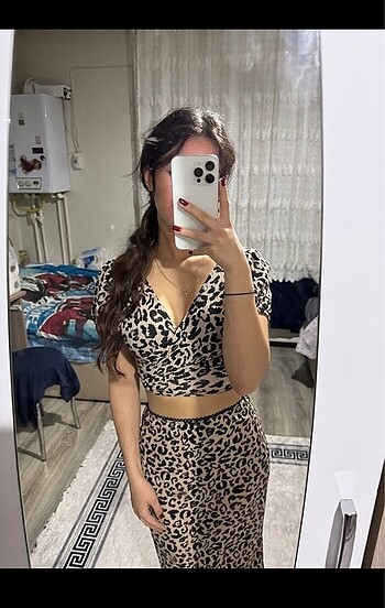 Bershka İkili takım etek crop