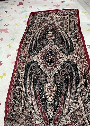 Beden Bordo etnik desen şal