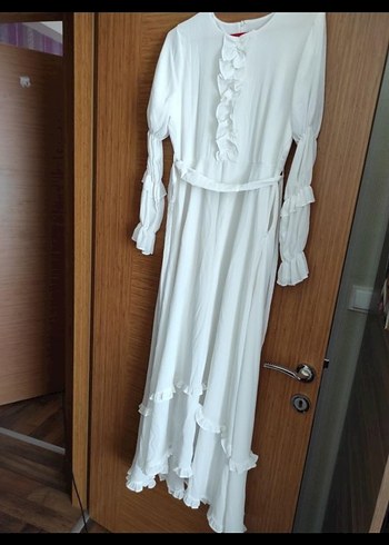 Beyaz tesettür elbise - Görsel 2