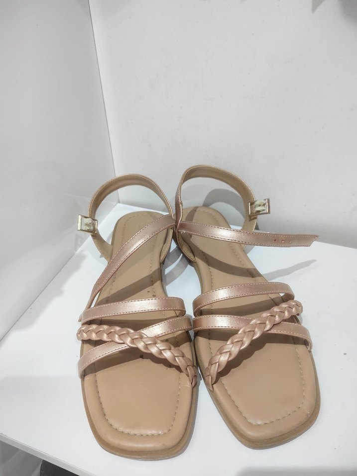 Bej Deri Kadın Topuklu Sandalet - Görsel 2