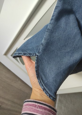 Uzun Kollu, Kemerli Midi Kot Elbise - Görsel 4