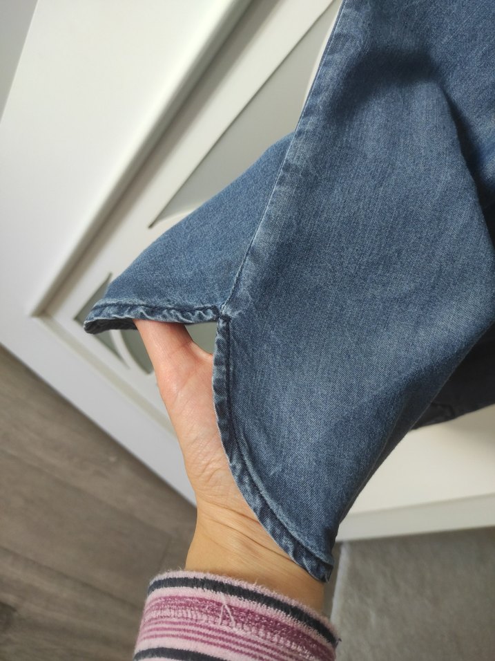 Uzun Kollu, Kemerli Midi Kot Elbise - Görsel 4