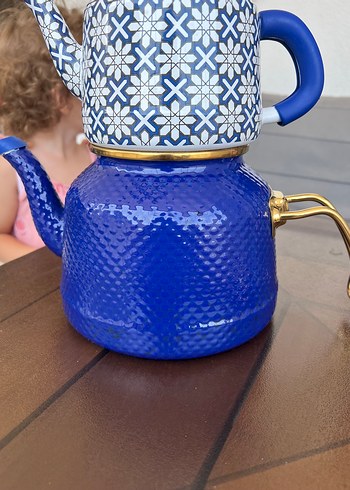 Koyu Mavi Desenli Çaydanlık Seti - Görsel 3