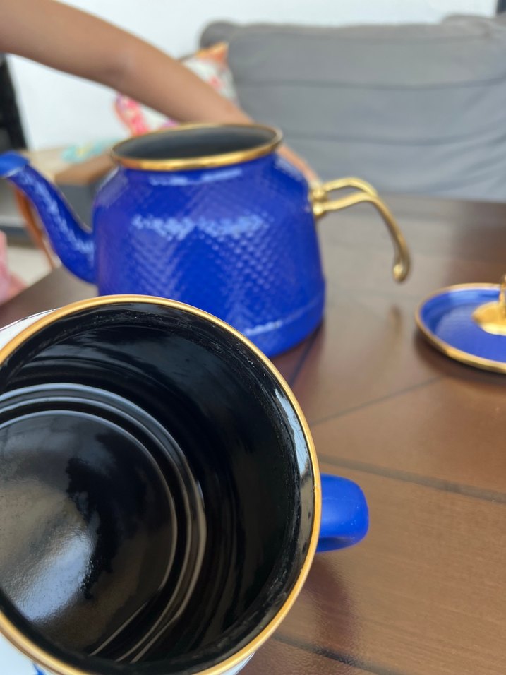 Koyu Mavi Desenli Çaydanlık Seti - Görsel 4