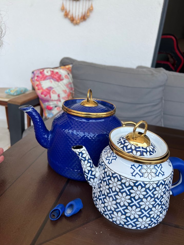 Koyu Mavi Desenli Çaydanlık Seti - Görsel 5