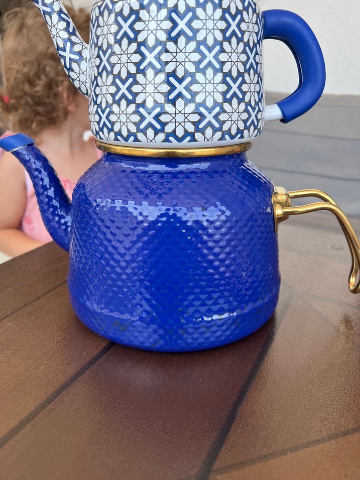 Koyu Mavi Desenli Çaydanlık Seti - Görsel 3