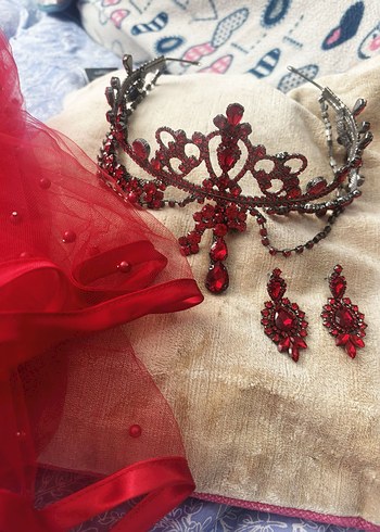 Kırmızı Payetli Bohem Saç Aksesuarı - Görsel 3