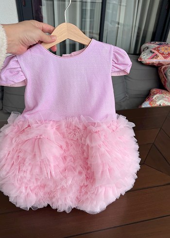 Pembe Fırfırlı Kız Çocuk Elbise - Görsel 3