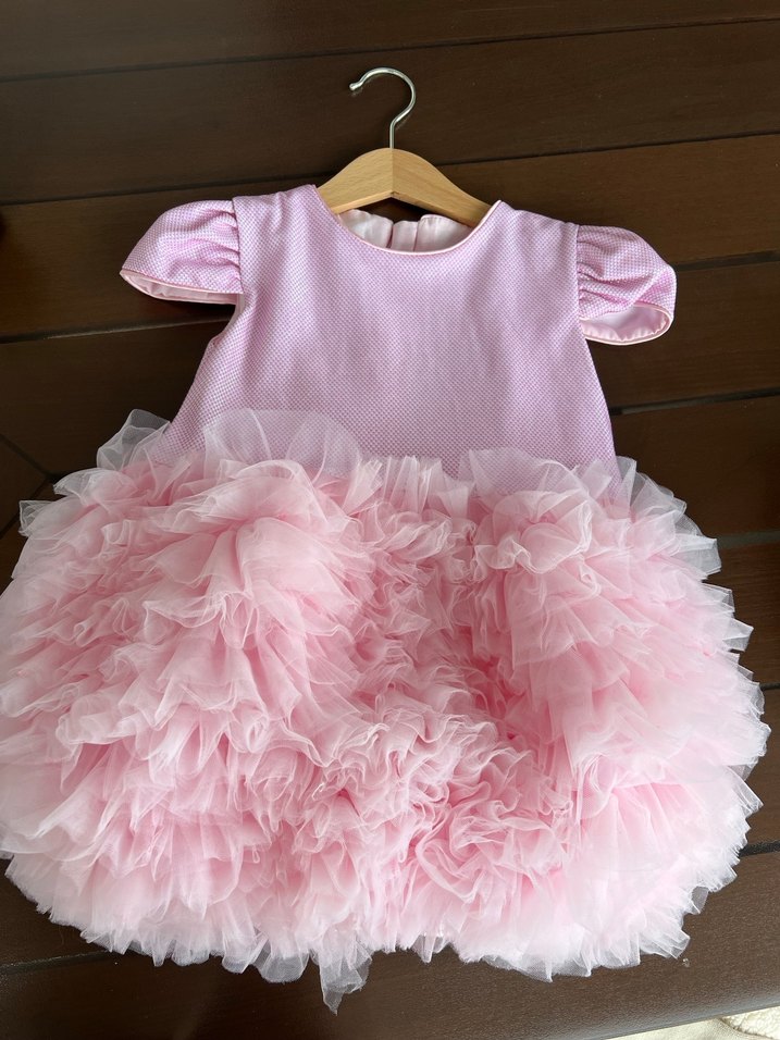 Pembe Fırfırlı Kız Çocuk Elbise - Görsel 2