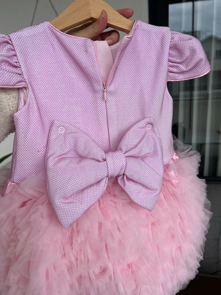 Pembe Fırfırlı Kız Çocuk Elbise - Görsel 5