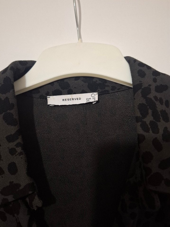 Gri Desenli Uzun Kollu Düğmeli Kadın Elbise - Görsel 3