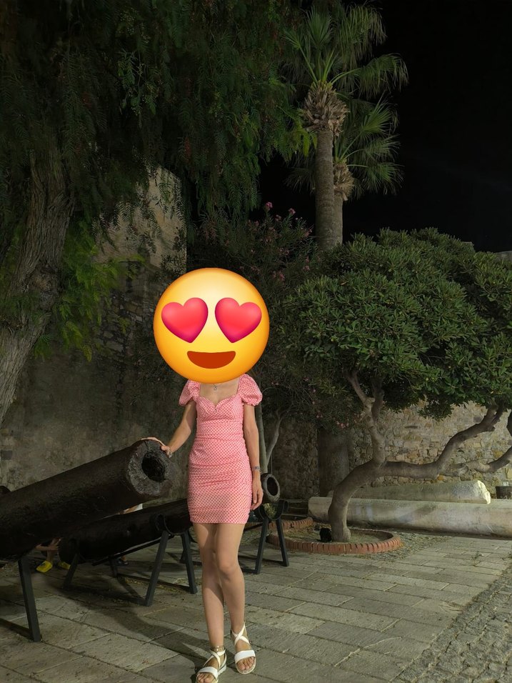 Puantiyeli Pembe Drapeli Mini Elbise - Görsel 2